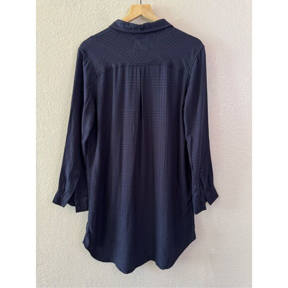 Rails Bianca Long Sleeve Tunic Dress Women’s M Charcoal Shadow Plaid Button Up - Picture 10 of 14